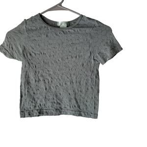 Emma &‎ Elsa Y2k One Size Gray Floral Textured Short Sleeve Stretch Baby Tee